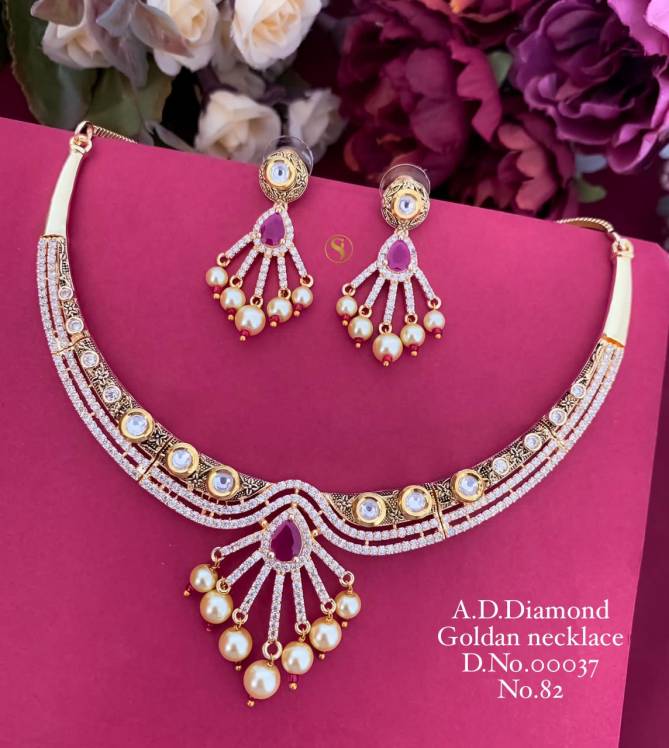 AD Diamond Gold Plated Golden Necklace 2 Wholesalers In Delhi
